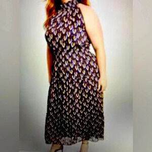 Taylor Woman Dress Size 16W Tiered Ruffle Smocked Stretch Waist Colorful NWOT